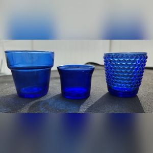Set of 3 Cobalt Blue Votives